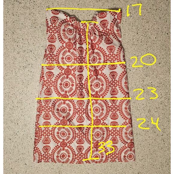 Maia Medallion Embroidered Cap Ruffle Sleeve Shift Dress 4 White Red - Picture 6 of 10